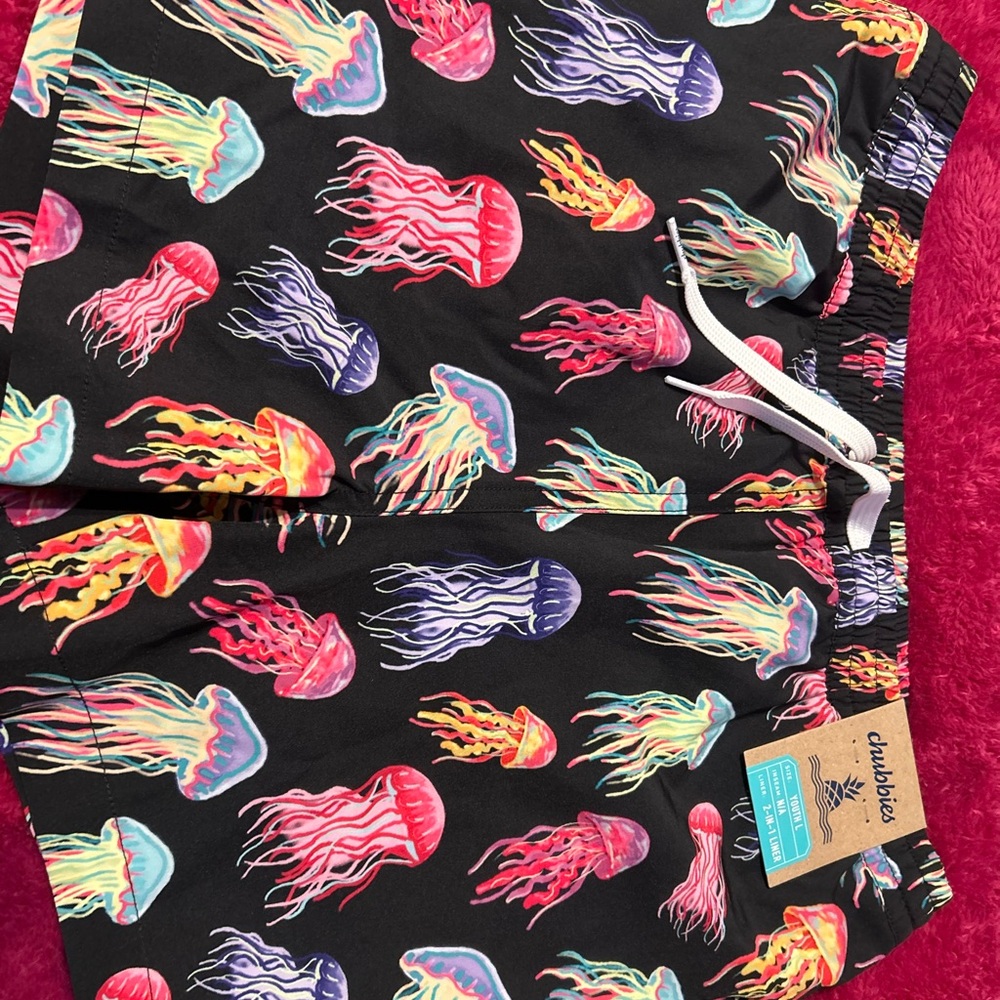 Chubbies Kids Swim Trunks - Black with Colorful Jellyfish